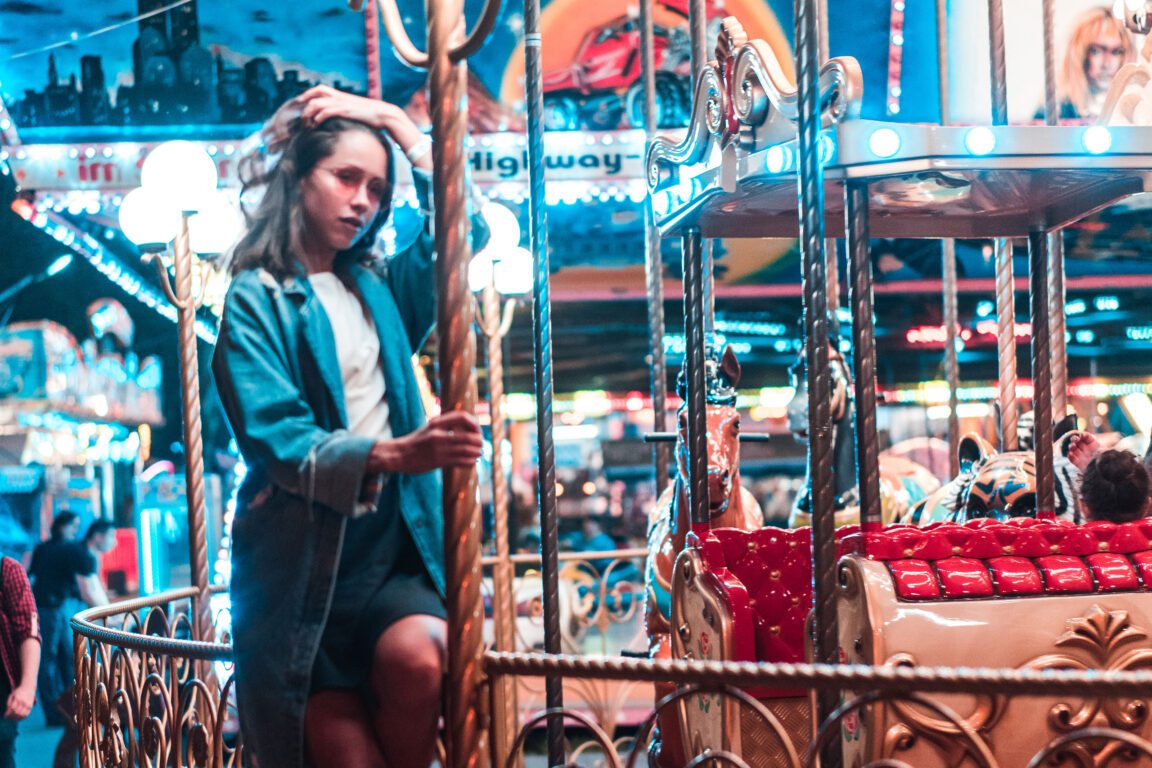 Girl in an amusement park